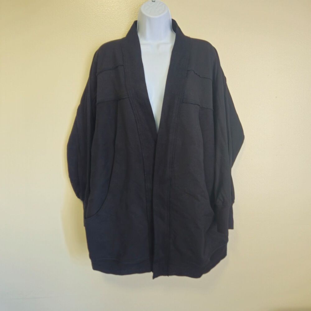 Neon Bubba Effortless Open Front Cardigan Jacket Front Pockets Oversized Women L